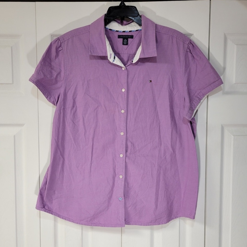 Tommy Hilfiger Purple Button Down Top size xxl women